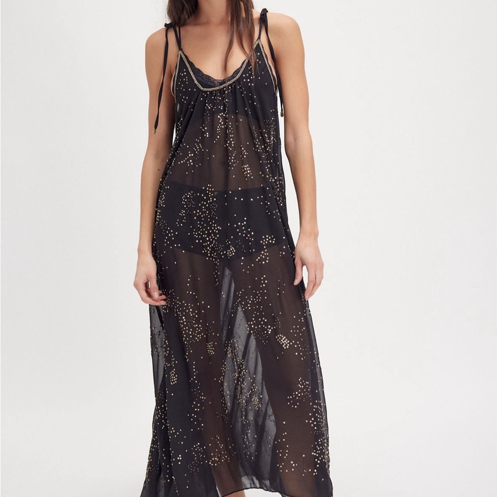 Free People Black and Gold Sequin Dress